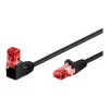 Goobay CAT 6 Patchkabel 1x 90° abgewinkelt, U/UTP, Schwarz, 1 m - Rastnase oben, CCA-Kupfergemisch (51515)