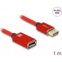DeLOCK DisplayPort-Verlängerungskabel 8K 60 Hz 1 m Rot Metall ohne Verriegelung