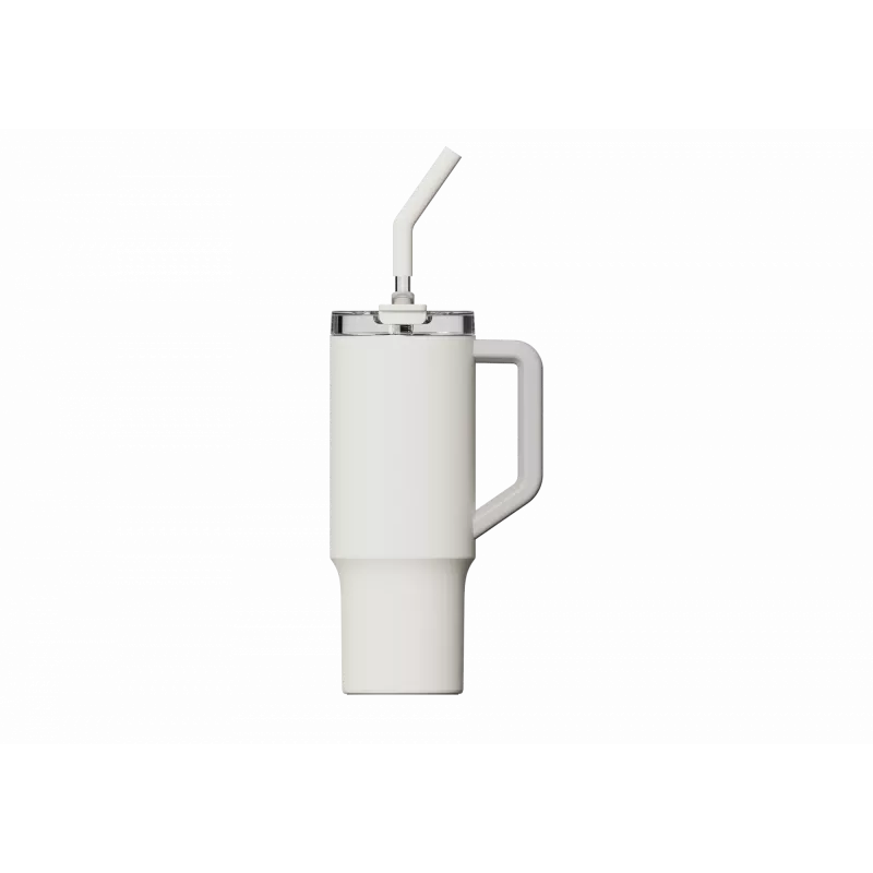 Thermo-Strohhalm-Becher Xiaomi Straw Mug White 1 L — Edelstahl-Innenraum, auslaufsicher, 240×132×97 mm