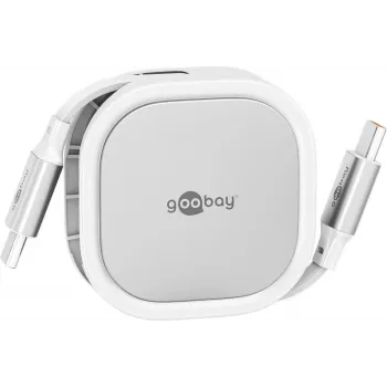 Wentronic goobay Selbstaufrollendes USB-C-Kabel weiß/si 15W im robusten Gehäuse - Kabel - Digital/Daten (77425)