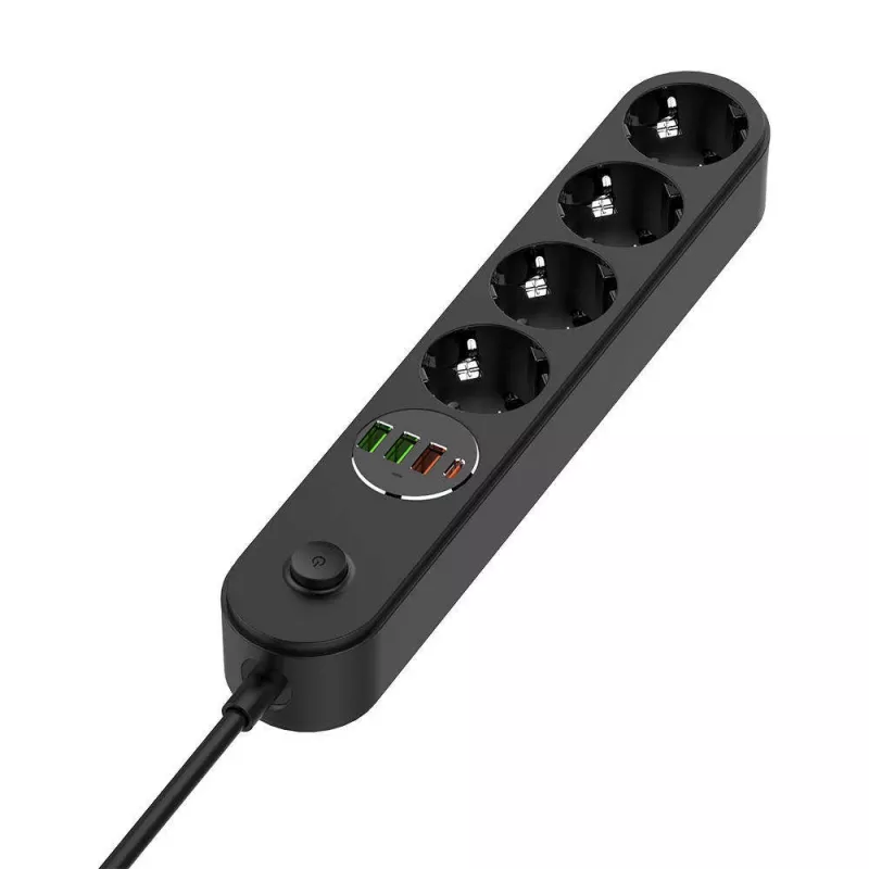 Power strip ColorWay CW-CHE44PDB — 4 AC outlets, 2 USB ports