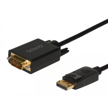 SAVIO DisplayPort-zu-VGA-(D-Sub)-Kabel 1,8 m, schwarz