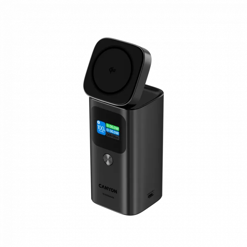 CANYON Qi2 magnetische Powerbank OnPower 150 15000mAh Aluminium Dunkelgrau