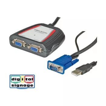 Tragbarer VGA-Videosplitter, 2x, 250 MHz, VGA, 2x VGA, grau, 250 MHz, 0,65 m, 1920 x 1440