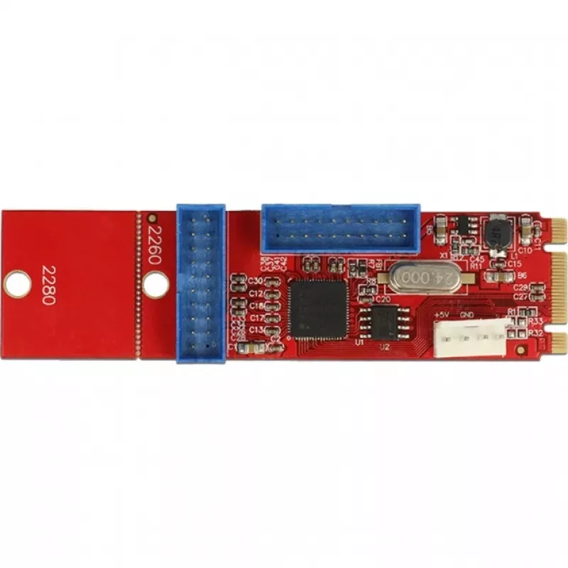 Delock Konverter M.2 Key B+M Stecker > 2 x USB 3.0 Pinleiste - USB-Adapter - M.2-Karte - USB 3.0 (intern) x 2 (62843)