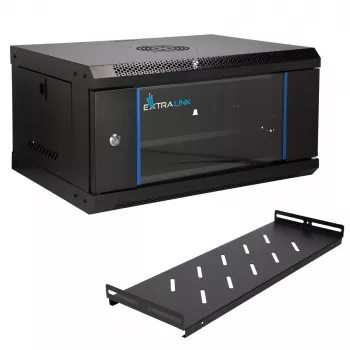 EXTRALINK LITE 4U 530X400 WANDMONTAGE-RACKMONTAGESCHRANK SCHWARZ MIT EINLEGEFACH