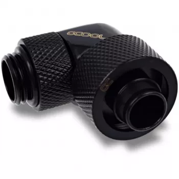 Eiszapfen 16/10mm Einschraubfitting 90° drehbar G1/4, schwarz, Anschluss für Weichschläuche (PVC, Silikon, Neopren)