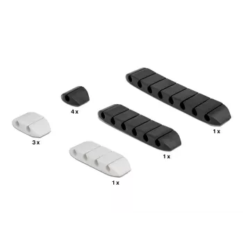 Kabelhalter DeLOCK trapezförmig selbstklebend Kombi-Set 10 Stück schwarz weiß