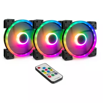 INTER-TECH Argus RGB-Lüfter-Set RS-14 140mm ARGB 3er-Pack Schwarz