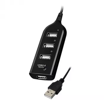 VAKOSS USB-Hub TC-234UX — 4-Port-USB-2.0-Hub, DC-Stromversorgung (5 V, 1 A), schwarz