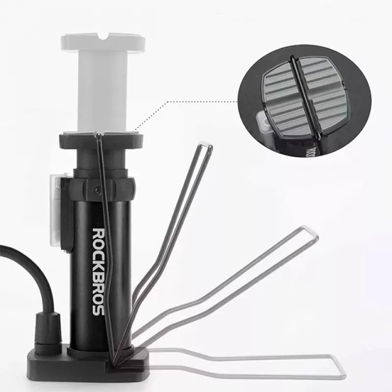 Rockbros 42610002001 Fahrrad-Standpumpe mit Manometer Schwarz