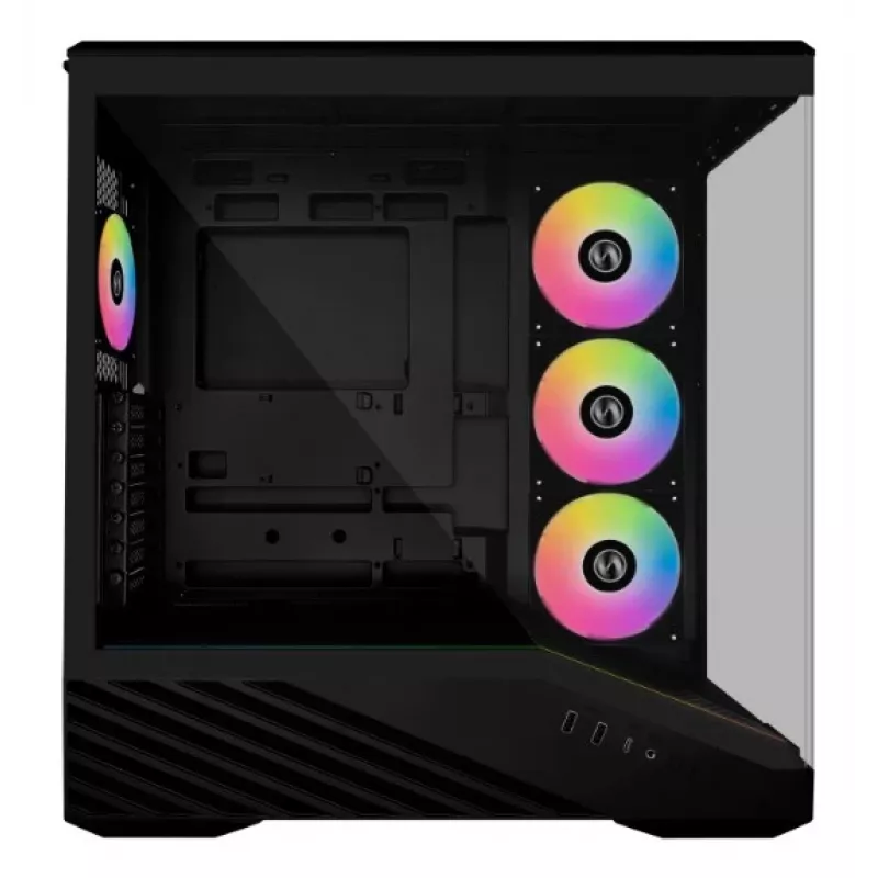 PC-Gehäuse Lian Li Vector V100 Midi Tower – Schwarz mit Seitenfenster, unterstützt 3×120-mm-Seitenlüfter + 1×120-mm-Hecklüfter, 3,5-Zoll-HDD, 2,5-Zoll-SSD, 235,5×446×484,6 mm