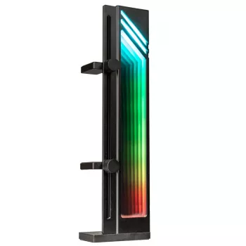 GPU-Stützhalterung Kolink Core Pro Aluminium mit ARGB-Unendlichkeitsspiegel-Effekt, höhenverstellbar, unterstützt bis zu zwei GPUs, schwarz