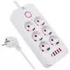 Steckdosenleiste MACLEAN MCE389 W — 6 Steckdosen, 4×USB-A, 1×USB-C, 2500W, 110–240V, 1,5 m Kabel, weiß