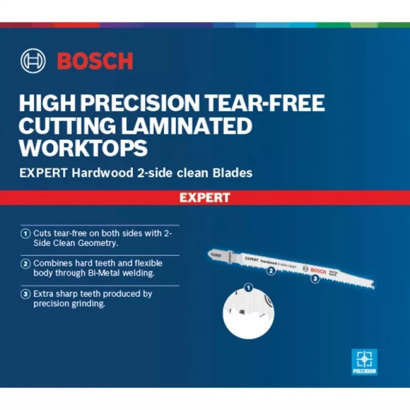 Bosch EXPERT ‘HARDWOOD 2-SIDE CLEAN’ T308 BF Stichsägeblatt Bimetall 5 Stk.