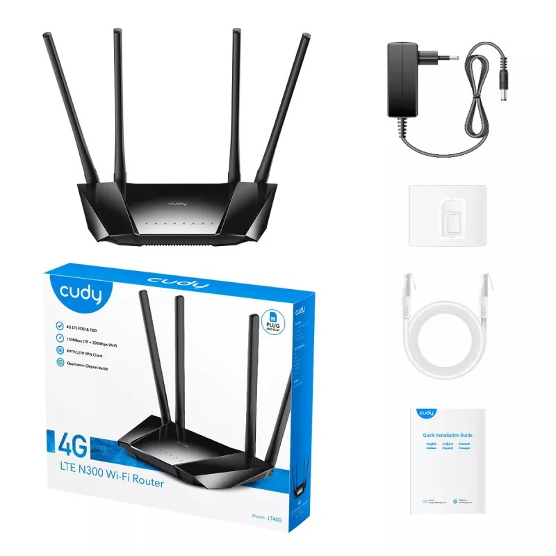 Cudy LT400 Wireless Router Fast Ethernet Single-band (2.4 GHz) 4G Schwarz