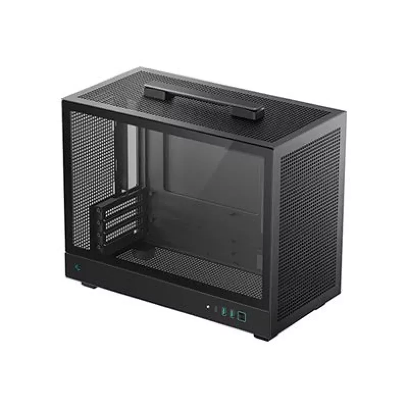 Computergehäuse DeepCool CH160 PLUS Small Form Factor SFF ATX/mATX, gehärtetes Glas, USB-C, Schwarz