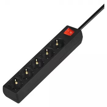 Steckdosenleiste SAVIO LZ-15 — 5 AC-Steckdosen, Universalstecker, 5 m Kabel, 2500 W, 10 A, schwarz