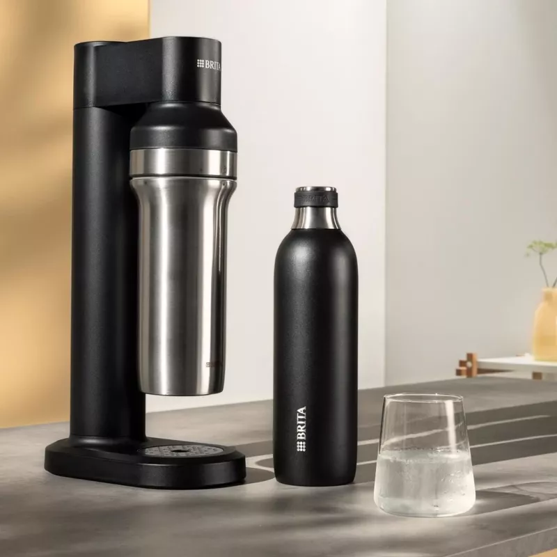 BRITA Karbonisierflasche 650 ml, Edelstahl, schwarz, spülmaschinenfest