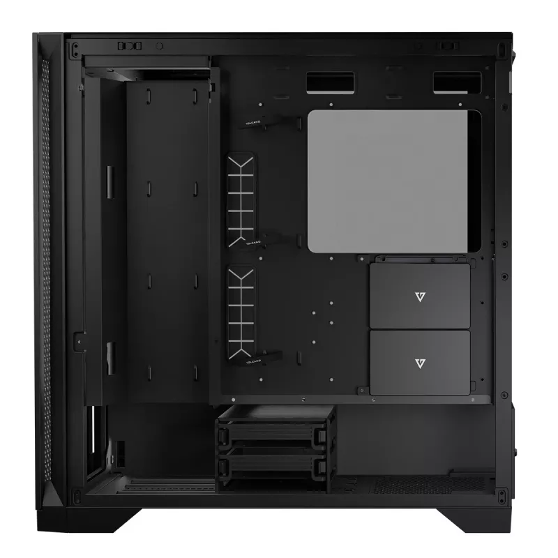 PC-Gehäuse MODECOM VOLCANO EXPANSE T Midi Tower, gehärtetes Glas, USB-C, unterstützt Micro-ATX, GPU bis zu 430 mm, CPU-Kühler bis zu 180 mm, 3x 3,5-Zoll-Einbauplätze, 2x 2,5-Zoll, schwarz