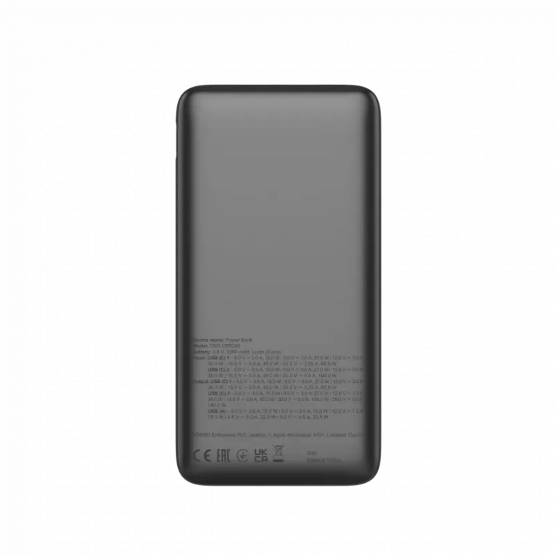 CANYON Power Bank PB-240, 25000mAh PD140W Display Powerbank, Größe 160,0x82x27 mm, Gewicht 508±10g, Dunkelgrau