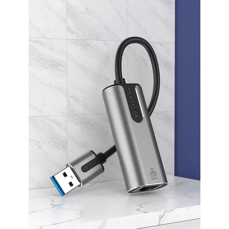 Vention USB 3.0-A auf Gigabit Ethernet Adapter Grau 0,15 m Aluminiumlegierung Typ