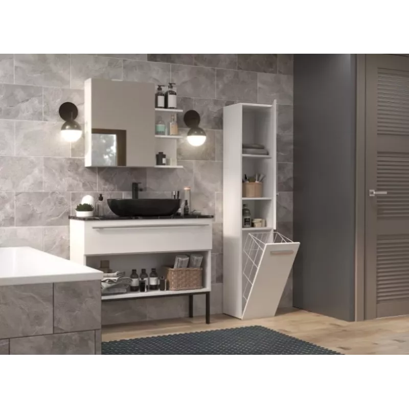 Badezimmerschrank NEL IV 31x30x174 cm, mattweiß