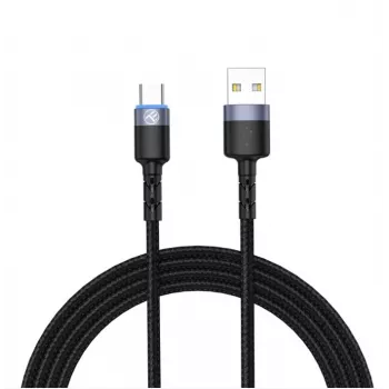 Datenkabel Tellur USB auf Type-C LED Nylongeflecht 1,2 m Schwarz
