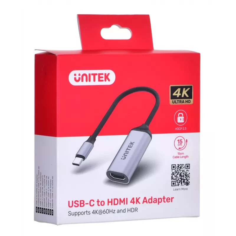 UNITEK V1420A Video-Kabeladapter 0,15 m USB Typ-C HDMI Grau