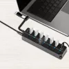 USB 3.2 Gen 1 Hub, 7 Port mit Ein-/Ausschalter, schwarz