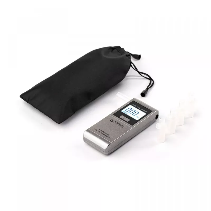 Alkoholtester ORO‑MED X12 PRO SILVER — kontaktloser Atemalkoholtester, Bereich 0–4 g/L, LCD, AAA-Batterien