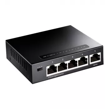 Netzwerk-Switch Cudy GS105 — 5-Port-Gigabit-Ethernet (10/100/1000), schwarz, 5 V DC Netzteil enthalten