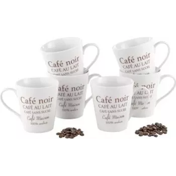 Esmeyer-Kaffeetassen-Set 6 Stück, Modell 302-007, 0,25 l Fassungsvermögen pro Tasse