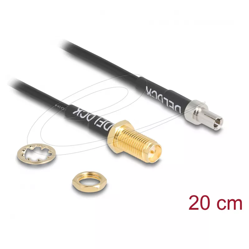 Koaxialkabel DELOCK 90919 RG-174, 20 m, RP-SMA auf TS9, schwarz