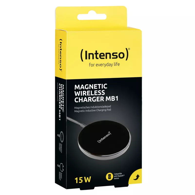 Intenso MB1 Smartphone Schwarz USB Kabelloses Laden Schnellladung Innenbereich