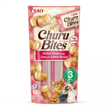INABA Churu Bites Chicken mit Thunfisch und Lachs - Katzensnacks - 3x10 g