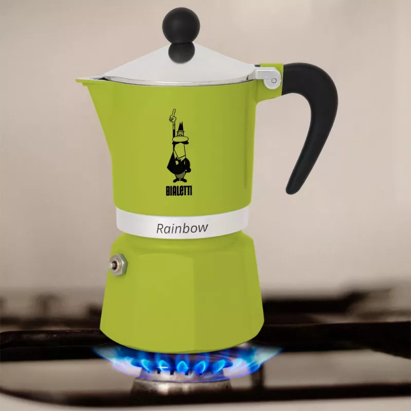 Bialetti Rainbow Moka-Kanne Schwarz, Grün
