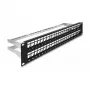 DeLOCK 19 Zoll Keystone Patch Panel 48 Port mit Zugentlastung 2U schwarz
