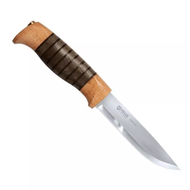 Messer HELLE Sigmund — Skandinavisches feststehendes Jagd- und Outdoormesser, Holzgriff