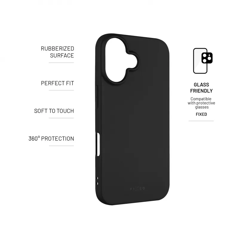 Fixed | Story | Rückseitenabdeckung | Apple | iPhone 16 Plus | Gummi | Schwarz