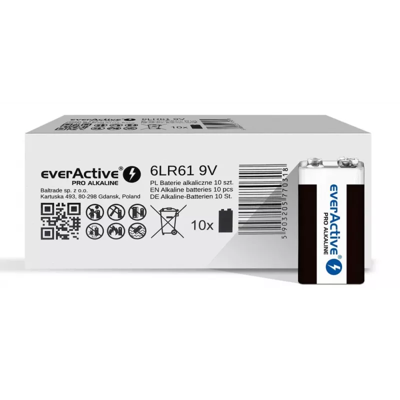 Batterie Alkalisch EverActive Pro Alkaline 6LR61 9V