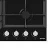 Gasherd Gorenje GT641KB, Einbau 60 cm, 4 Gaszonen, gehärtetes Glas, Gusseisenroste, Drehknöpfe