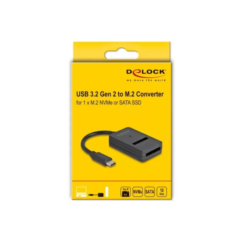 DeLOCK Combo-Konverter für M.2 NVMe PCIe SATA SSD USB Type-C 10 Gbit/s