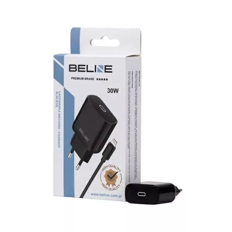 Ladegerät 30W USB-C auf Lightning Beline Beli02174 mit schwarzem Kabel