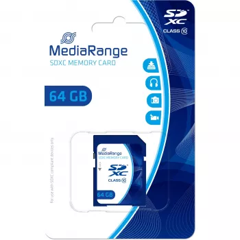 MediaRange - Flash-Speicherkarte - 64GB - Class 10 - SDXC - Blau (MR965)