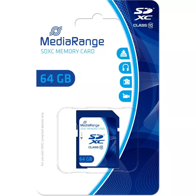 MediaRange - Flash-Speicherkarte - 64GB - Class 10 - SDXC - Blau (MR965)
