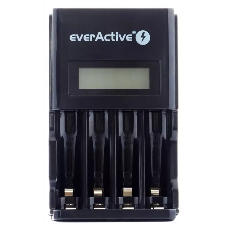 Akkuladegerät everActive NC450B — 4‑Zellen AAA-Ladegerät, 110/230V AC, schwarz