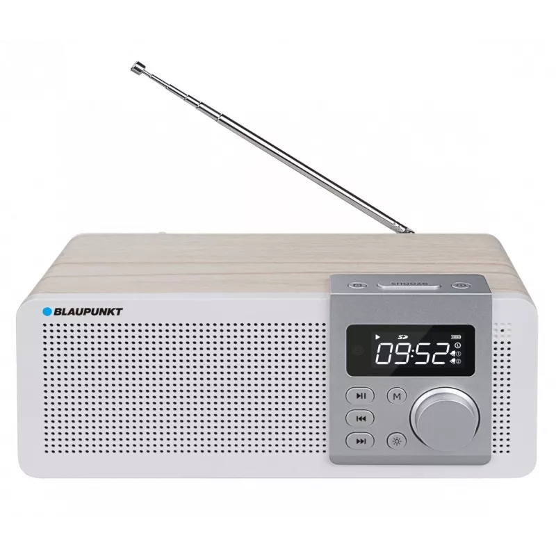 Tragbares Radio BLAUPUNKT PP14BT mit Bluetooth, MP3, MicroSD, USB und Wecker — 6 W, Batterie/Netzstrom, 230×118×90 mm