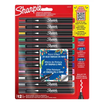 Acrylic Paint Pens Sharpie Creative Marker 12 Stück Bullet Tip Schwarz