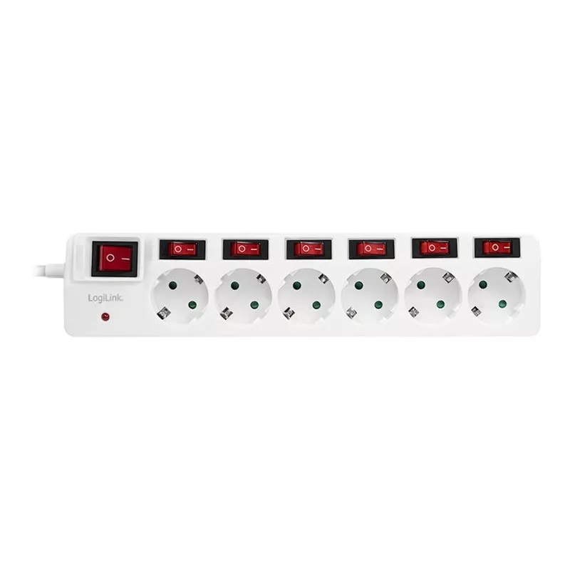 Netzsteckdosenleiste LogiLink LPS250 1,5 m 6 AC-Steckdosen Innenbereich Weiß